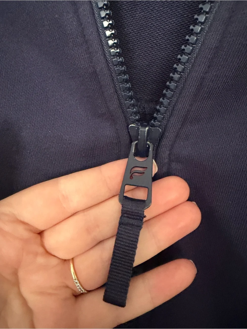 Fabletics Navy Blue & Cream Colorblock Full-Zip Jacket